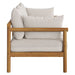 Modway Eleni Outdoor Teak Wood Loveseat in Natural Sail - angled view