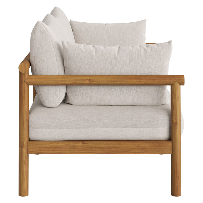 Modway Eleni 2-Piece Outdoor Teak Wood Loveseat with Ottoman Set - lifestyle view 19