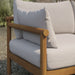 Modway Eleni Outdoor Teak Wood Loveseat in Natural Sail - lifestyle view 18