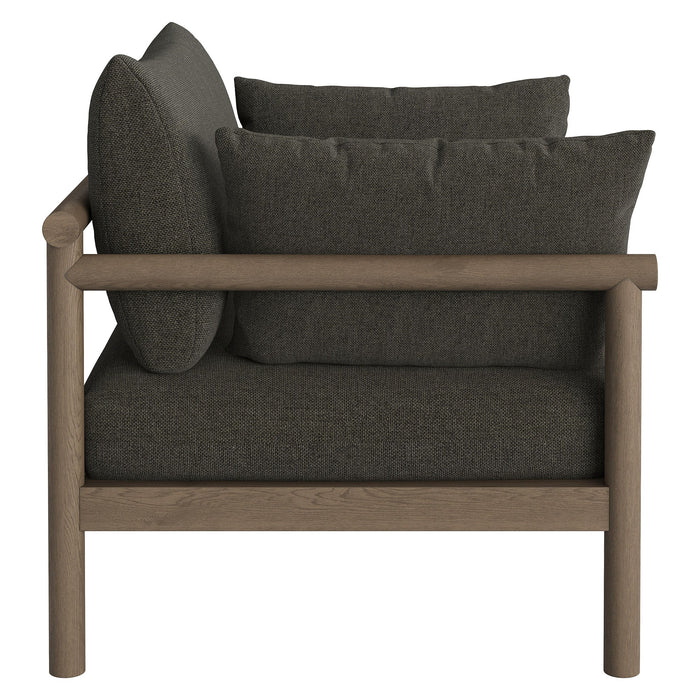 Modway Eleni 2-Piece Outdoor Teak Wood Loveseat with Ottoman Set - lifestyle view 9