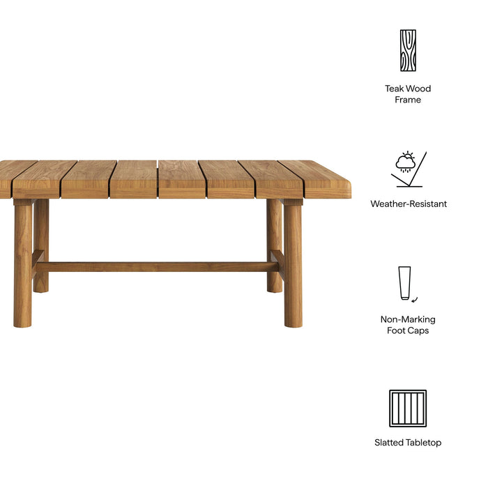 Modway Eleni 41-Inch Outdoor Teak Wood Coffee Table in Natural - dimensions and specifications