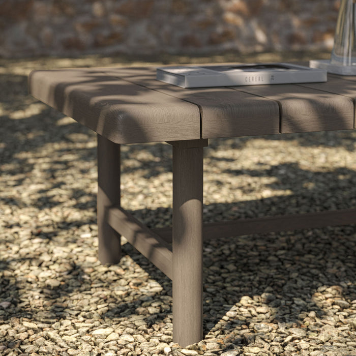Modway Eleni 41-Inch Outdoor Teak Wood Coffee Table in Weathered Gray Teak - lifestyle view 11