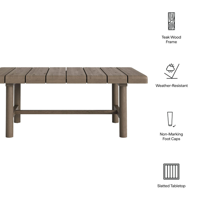 Modway Eleni 41-Inch Outdoor Teak Wood Coffee Table in Weathered Gray Teak - dimensions and specifications
