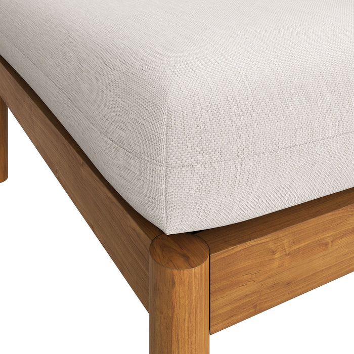 Modway Eleni Square Outdoor Teak Wood Ottoman in Natural Sail - detail view