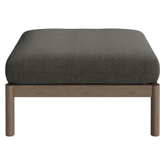 Modway Eleni Square Outdoor Teak Wood Ottoman in Weathered Gray Flint - side view