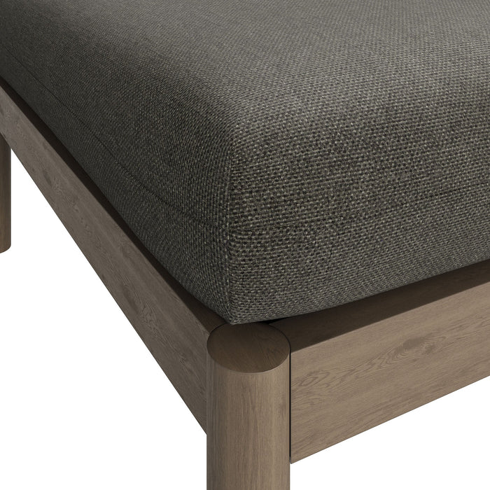Modway Eleni Square Outdoor Teak Wood Ottoman in Weathered Gray Flint - detail view