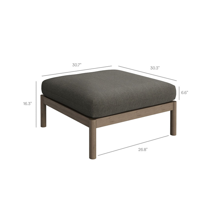Modway Eleni Square Outdoor Teak Wood Ottoman in Weathered Gray Flint - dimensions and specifications 20