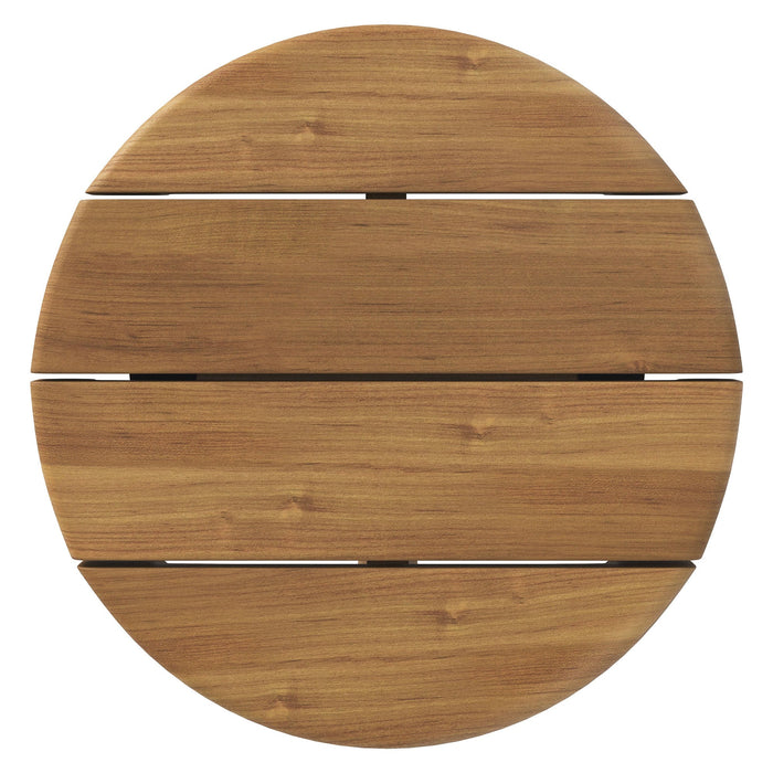 Modway Eleni 20-Inch Round Outdoor Teak Wood Side Table in Natural - side view