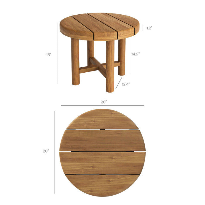 Modway Eleni 20-Inch Round Outdoor Teak Wood Side Table in Natural - dimensions and specifications 16