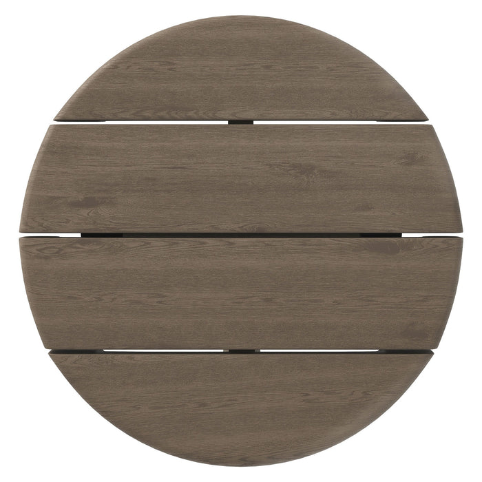 Modway Eleni 20-Inch Round Outdoor Teak Wood Side Table in Weathered Gray Teak - side view