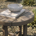 Modway Eleni 20-Inch Round Outdoor Teak Wood Side Table in Weathered Gray Teak - lifestyle view