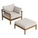 Modway Eleni 2-Piece Outdoor Teak Wood Armchair and Ottoman Set in Natural Sail - front view