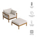 Modway Eleni 2-Piece Outdoor Teak Wood Armchair and Ottoman Set in Natural Sail - dimensions and specifications