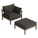 Modway Eleni 2-Piece Outdoor Teak Wood Armchair and Ottoman Set in Weathered Gray Flint - front view
