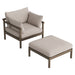 Modway Eleni 2-Piece Outdoor Teak Wood Armchair and Ottoman Set in Weathered Gray Pebble - front view