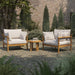 Modway Eleni 3-Piece Outdoor Teak Wood Furniture Set in Natural Sail - angled view
