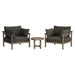 Modway Eleni 3-Piece Outdoor Teak Wood Furniture Set in Weathered Gray Flint - front view