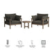 Modway Eleni 3-Piece Outdoor Teak Wood Furniture Set in Weathered Gray Flint - dimensions and specifications
