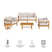 Modway Eleni 5-Piece Outdoor Teak Wood Furniture Set in Natural Sail - dimensions and specifications