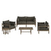Modway Eleni 5-Piece Outdoor Teak Wood Furniture Set in Weathered Gray Flint - front view