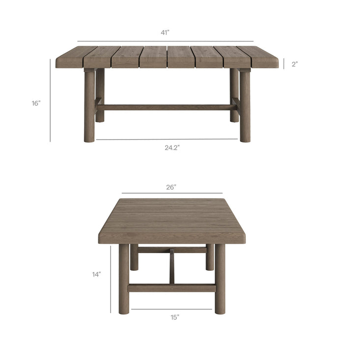 Modway Eleni 5-Piece Outdoor Teak Wood Furniture Set in Weathered Gray Flint - dimensions and specifications 20