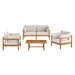 Modway Eleni 4-Piece Outdoor Teak Wood Sofa Set in Natural Sail - front view