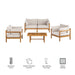 Modway Eleni 4-Piece Outdoor Teak Wood Sofa Set in Natural Sail - dimensions and specifications
