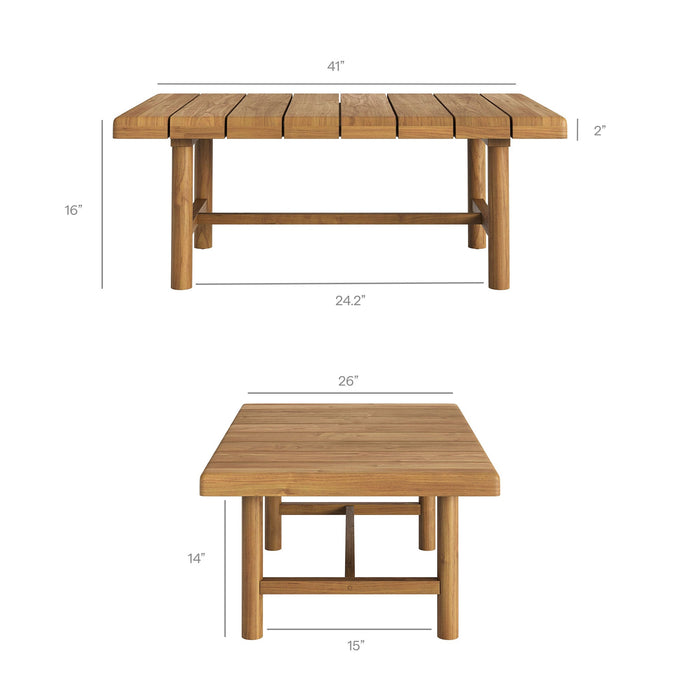 Modway Eleni 4-Piece Outdoor Teak Wood Sofa Set in Natural Sail - dimensions and specifications 34