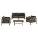 Modway Eleni 4-Piece Outdoor Teak Wood Sofa Set in Weathered Gray Flint - front view
