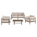 Modway Eleni 4-Piece Outdoor Teak Wood Sofa Set in Weathered Gray Pebble - front view