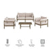 Modway Eleni 4-Piece Outdoor Teak Wood Sofa Set in Weathered Gray Pebble - dimensions and specifications