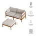 Modway Eleni 2-Piece Outdoor Teak Wood Loveseat with Ottoman Set in Natural Sail - dimensions and specifications