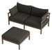 Modway Eleni 2-Piece Outdoor Teak Wood Loveseat with Ottoman Set in Weathered Gray Flint - front view