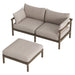 Modway Eleni 2-Piece Outdoor Teak Wood Loveseat with Ottoman Set in Weathered Gray Pebble - front view
