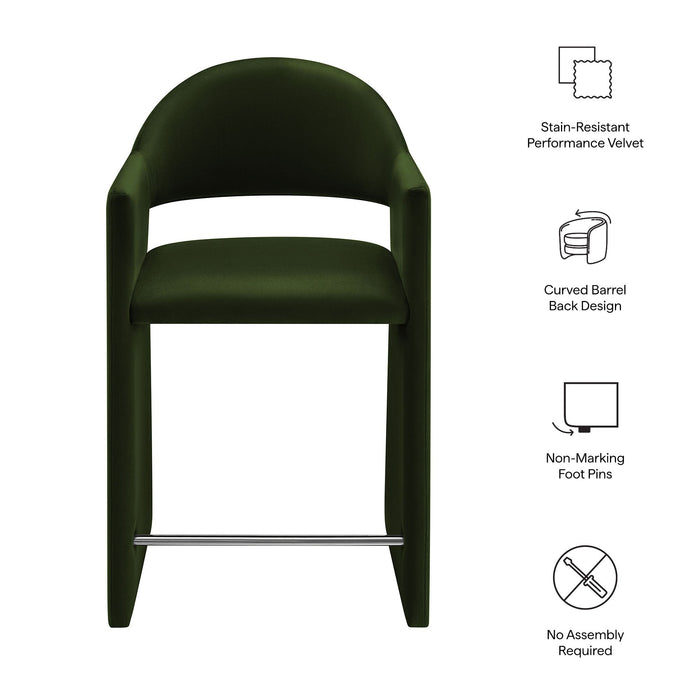 Talia 37 Inch Performance Velvet Counter Stool Moss Green