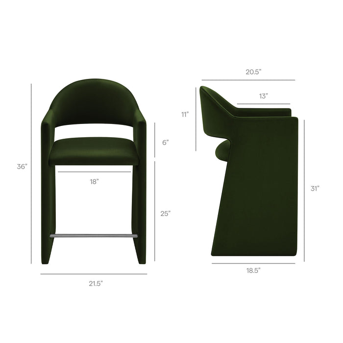 Talia 37 Inch Performance Velvet Counter Stool Moss Green