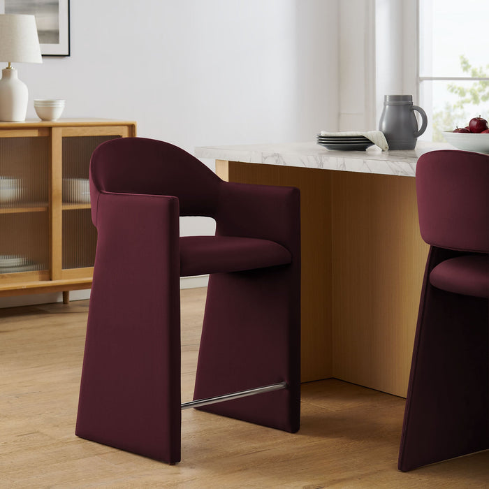 Talia 37 Inch Performance Velvet Counter Stool Mulberry