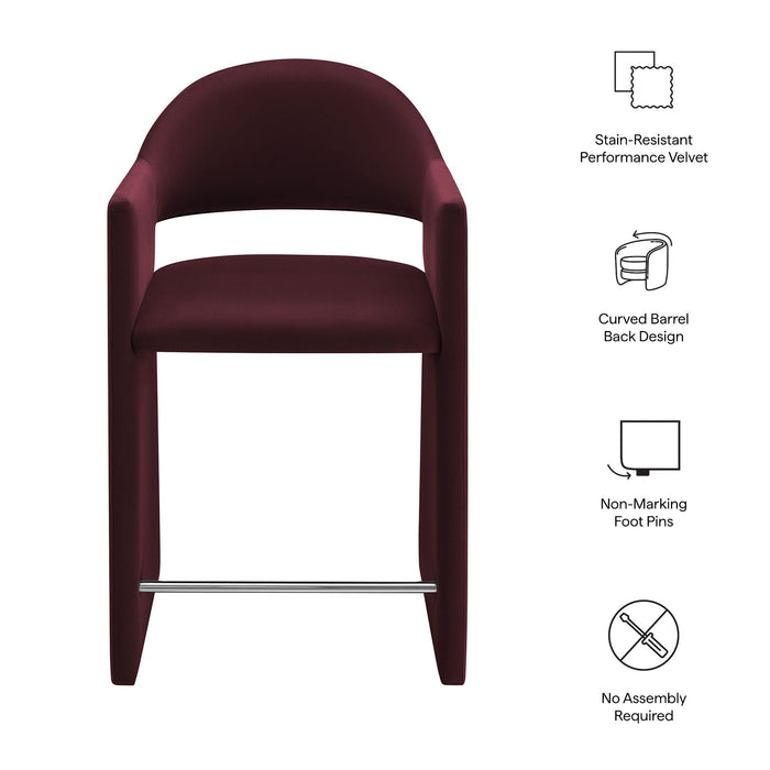 Talia 37 Inch Performance Velvet Counter Stool Mulberry
