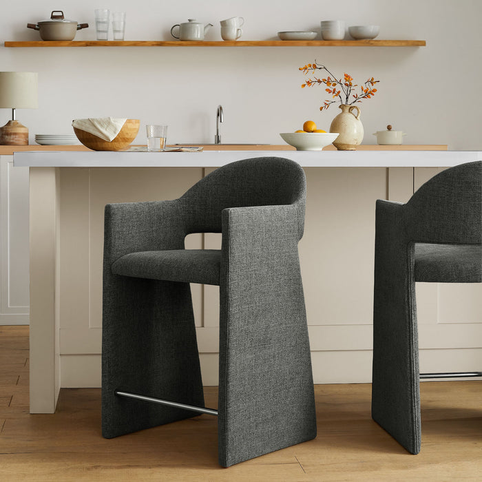 Talia 37 Inch Upholstered Fabric Counter Stool Charcoal