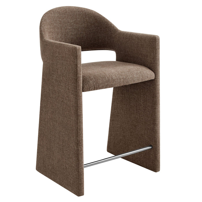 Talia 37 Inch Upholstered Fabric Counter Stool Mocha