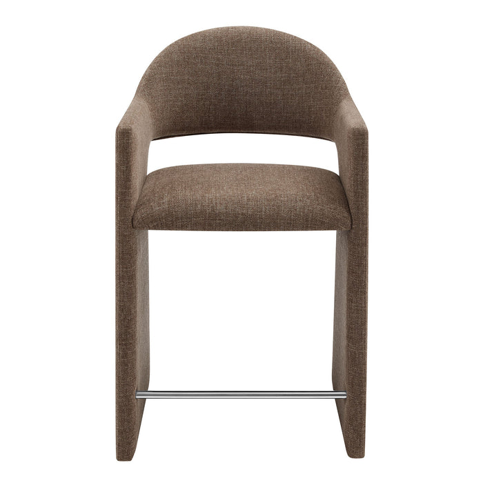Talia 37 Inch Upholstered Fabric Counter Stool Mocha