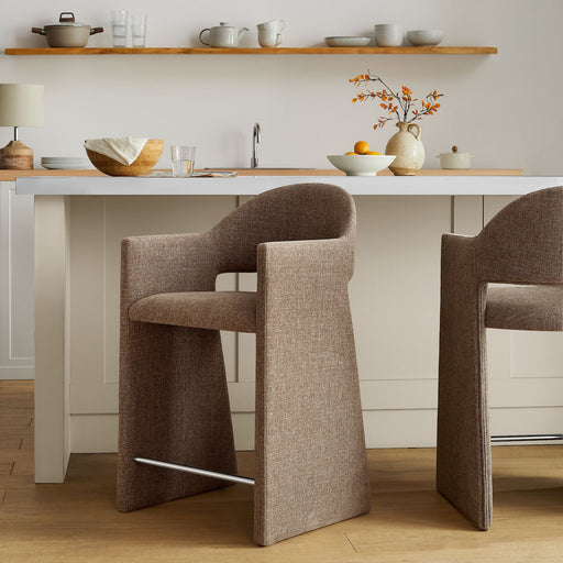 Talia 37 Inch Upholstered Fabric Counter Stool Mocha