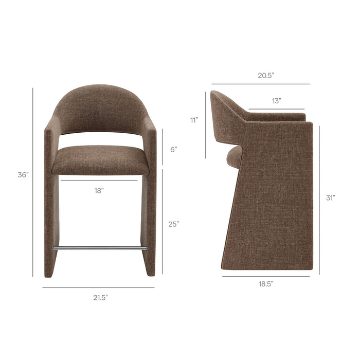 Talia 37 Inch Upholstered Fabric Counter Stool Mocha