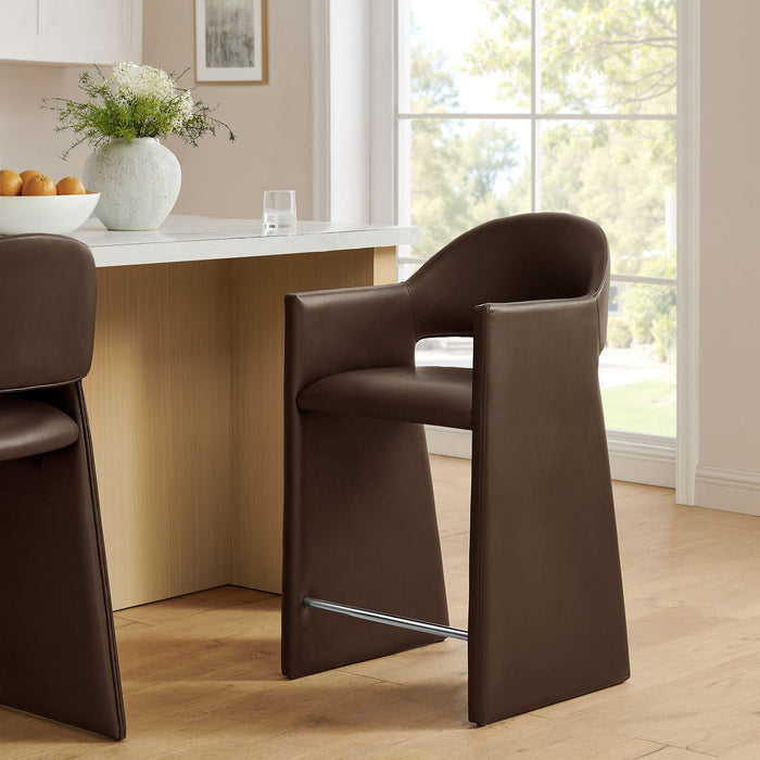 Talia 37 Inch Vegan Leather Counter Stool Espresso