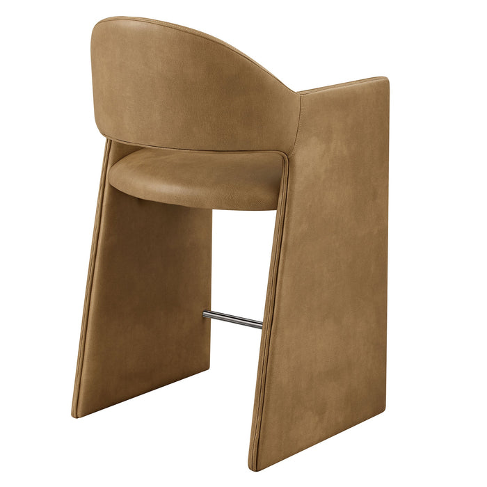 Talia 37 Inch Vegan Leather Counter Stool Toast