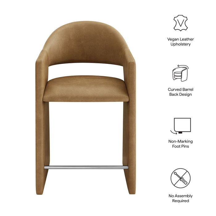 Talia 37 Inch Vegan Leather Counter Stool Toast