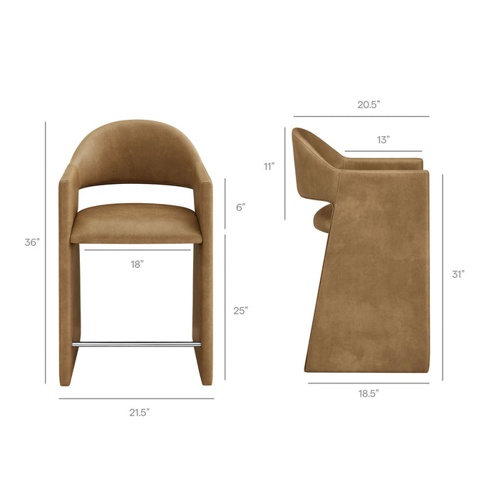 Talia 37 Inch Vegan Leather Counter Stool Toast