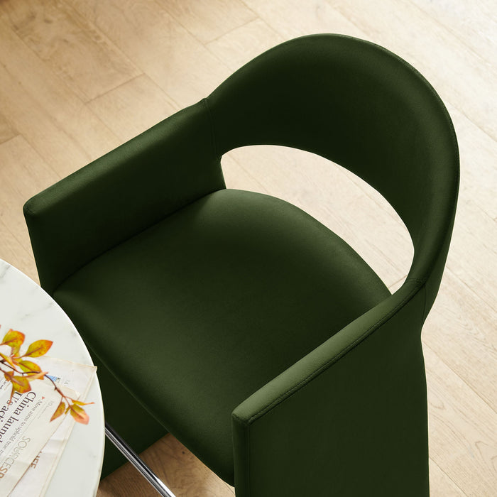 Talia 41 Inch Performance Velvet Bar Stool Moss Green