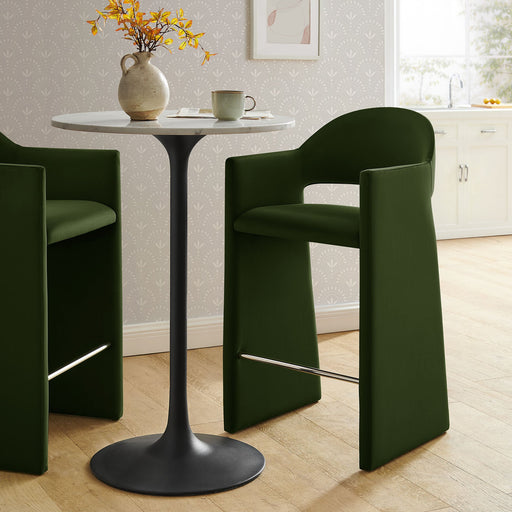 Talia 41 Inch Performance Velvet Bar Stool Moss Green