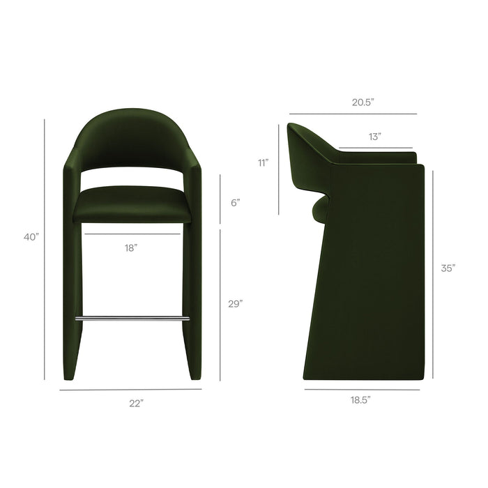 Talia 41 Inch Performance Velvet Bar Stool Moss Green